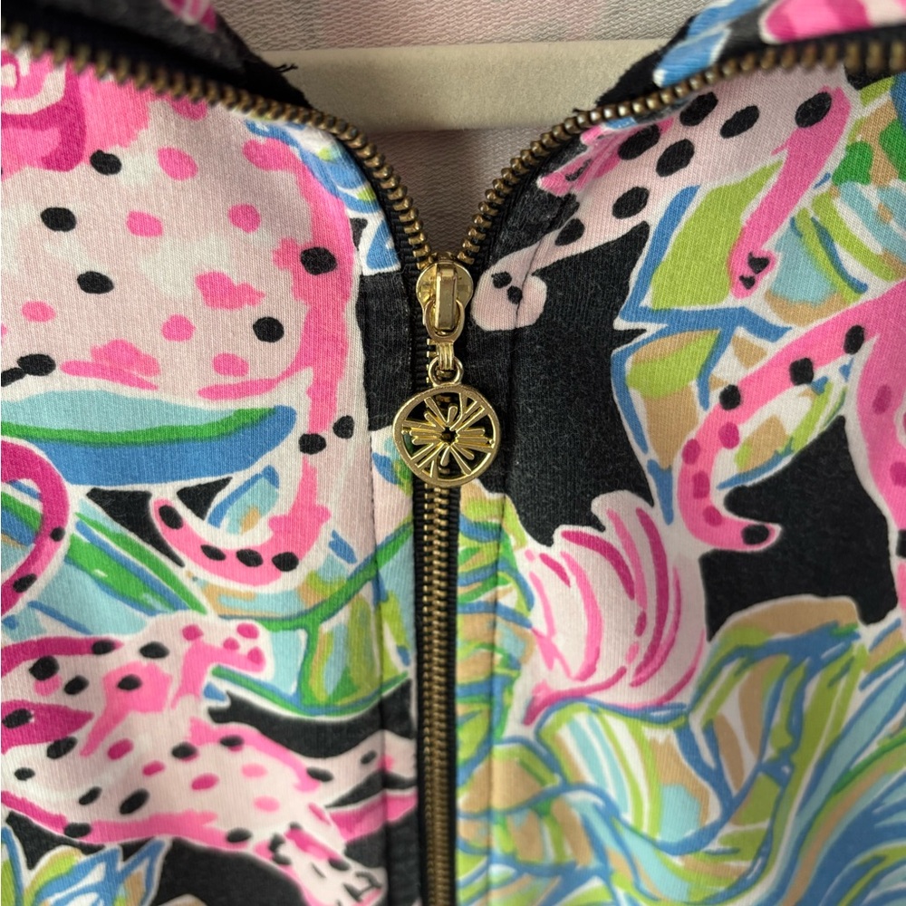 Lilly Pulitzer Pink and Green Floral Popover Jacket - Picture 2 of 4